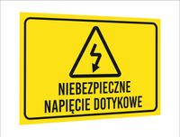 Tabliczka znak informacyjny dibond 20X15 NIEBEZPIECZNE NAPIĘCIE DOTYKOWE