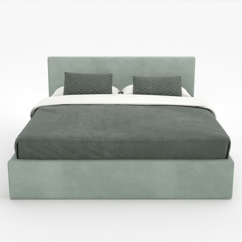 ŁÓŻKO TAPICEROWANE DO SYPIALNI 160x200 ŁÓŻKO PODWÓJNE Z POJEMNIKIEM MIĘTOWE na Arena.pl