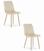 Krzesło LAVA - jasny beż aksamit / nogi kolor drewna x 2