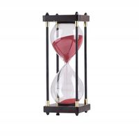 Klepsydra RETRO Szklano - Drewniana PIĘKNA 60 minut XXL 25x10cm Czerwona