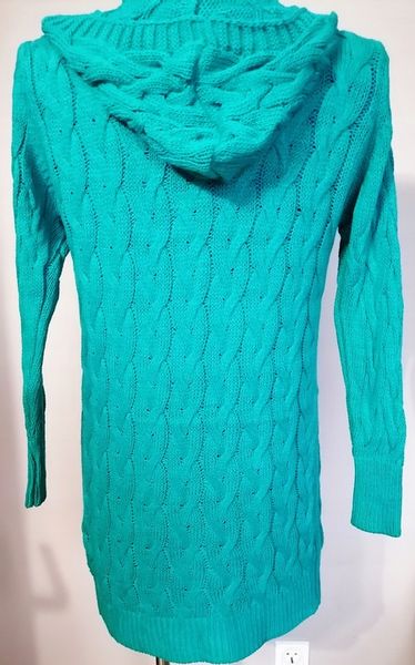 Kardigan warkocz kaptur kieszenie r.uni ZIELONY zdjęcie 4