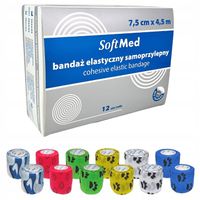 Bandaż kohezyjny samoprzylepny elastyczny MIX wzorów 7,5cm x 4,5m 12SZT!