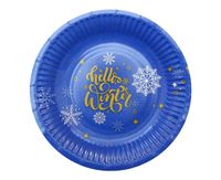 TALERZYKI PAPIEROWE HELLO WINTER NAVY BLUE 18CM 6SZT GODAN