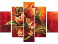 105CM 150CM OBRAZ 5 ELEM ABSTRAKCYJNE TULIPANY DRUK