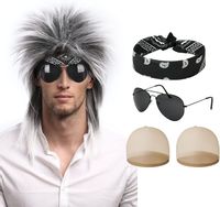 PRZEBRANIE AKCESORIA RETRO LATA 70 i 80 BANDANA BANDANY OKULARY PERUKA