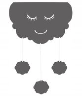 Ozdoba do pokoju dziecka lambrekin z zawieszkami CHMURKA szara 60x95