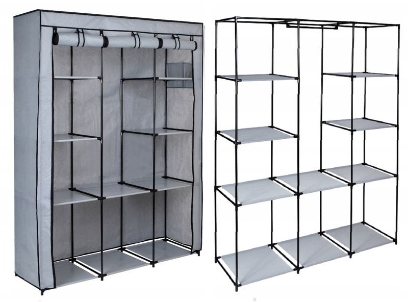 Szafa tekstylna z 10 półkami Mira Maxi - szara zdjęcie 1