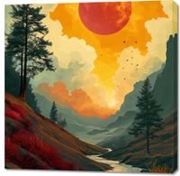 Obraz 100x100cm Dzika Rzeka Zmierzchem