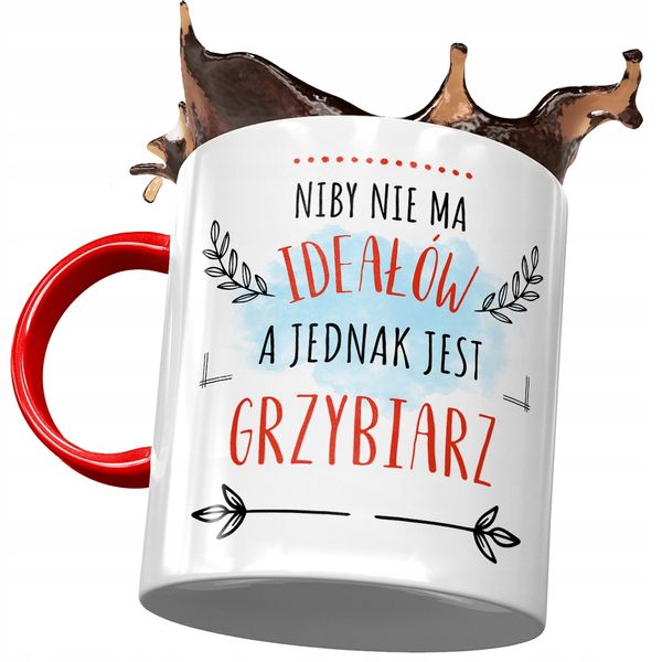 Kubek Czerwony Dla Grzybiarza Idealny Grzybiarz Z Nadrukiem Ze Zdjęciem zdjęcie 1