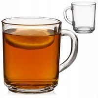 KUBEK SZKLANY TRADYCYJNY SZKLANKA Z UCHEM DO KAWY HERBATY 210 ML