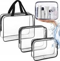 ZESTAW 3 KOSMETYCZEK W PODRÓŻ KOSMETYCZKA SAMOLOTOWA DO SAMOLOTU kuferek