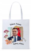 Prezydent Andrzej Duda Torba Eco Biała Shopper Z Nadrukiem Ze Zdjęciem