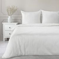 Pościel z satyny bawełnianej w prażki VERA 220X200 70X80X2 biała