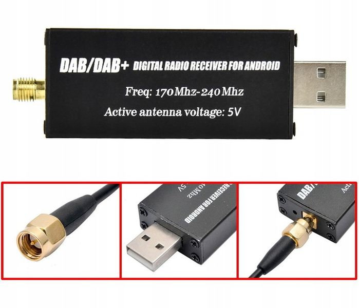 ANTENA,TUNER DAB+ DEDYKOWANY ADAPTER DO RADIA Z SYSTEMEM ANDROID USB, SMA zdjęcie 6