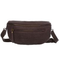 VERA PELLE nerka zamszowa saszetka biodrówka pleciona V690 c.brązowa