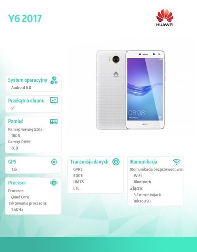 Huawei Y6 2017 Dual SIM Biały na Arena.pl