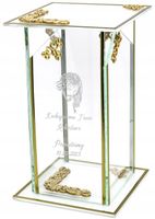 Ekskluzywny znicz szklany złoto biały PERSONALIZOWANY GRAWER dla TATY