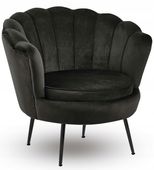 fotel krzesło muszelka czarne welur do salonu glamour do gabinetu furnitex