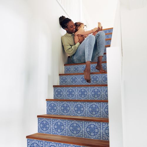 Naklejki Na Kafelki Niebieskie Klasyczne ORNAMENTY Zestaw 24 szt. 25x25 na Arena.pl