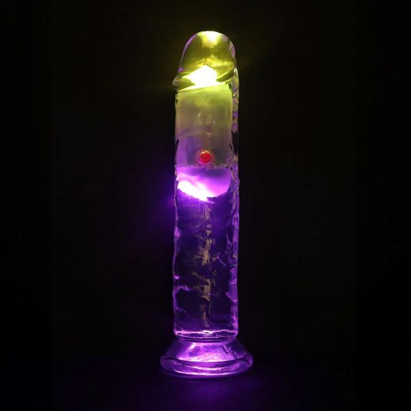 Led Vibrating Straight Cock - 18 Cm - Transparent zdjęcie 6