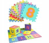PUZZLE PIANKOWE MATA PIANKOWA EDUKACYJNA SENSORYCZNA CYFRY LITERY XXL 36szt