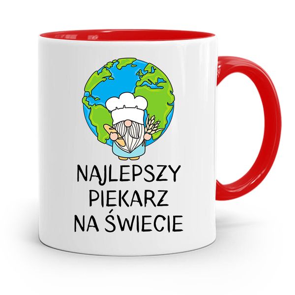 Kubek Czerwony Dla Piekarza Najlepszy Piekarz Z Nadrukiem Ze Zdjęciem zdjęcie 1