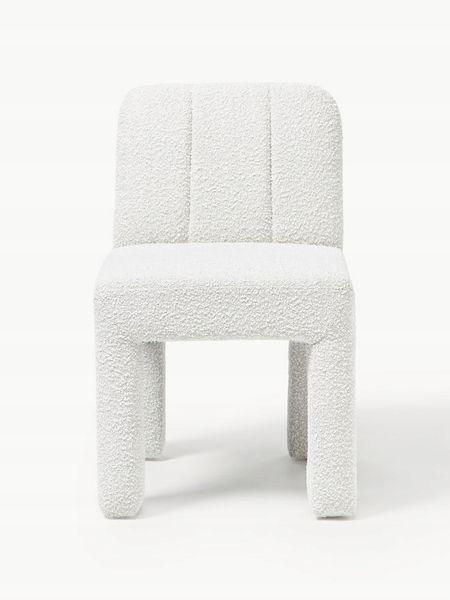 Krzesło tapicerowane Bouclé Lukas Białe zdjęcie 2