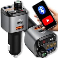 TRANSMITER SAMOCHODOWY FM BLUETOOTH ZESTAW GŁOŚNO MÓWIĄCY ŁADOWARKA QC