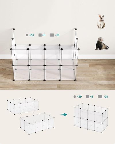 Zagroda bezbarwna dla zwierząt 125x63x42 cm modułowa kojec dla pupili na Arena.pl