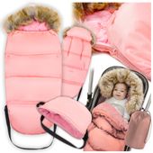 Zestaw śpiworek z futerkiem do wózka fotelika spacerówki na sanki na zimę