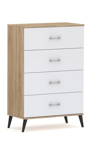 Komoda POLA 4N Dab Sonoma/ biala - 4 szerokości. Pojemna komoda na nóżkach na Arena.pl