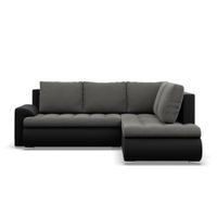 Narożnik z otomaną, prawy, BOSCO, ekoskóra, 230cm, czarny| TYLETEGOTU