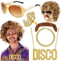 STRÓJ PERUKA LATA 70 80 90 PRZEBRANIE DISCO RETRO PRZEBRANIE OKULARY