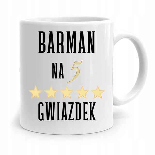 Kubek Prezent Dla Barmana Barman Na 5 Gwiazdek Z Nadrukiem Ze Zdjęciem zdjęcie 1