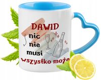 Dla Dawida Kubek Błękitny Z Uszkiem W Kształcie Serca Na Prezent Na Kawę