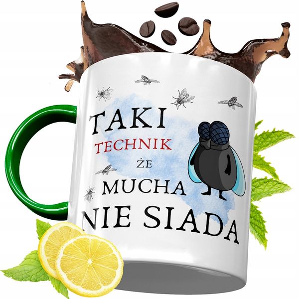 Kubek Zielony Dla Technika Na Urodziny Prezent Z Nadrukiem Ze Zdjęciem zdjęcie 1