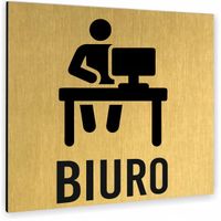 Tabliczka TEKST NAPIS Tablica nierdzewna PIKTOGRAM BIURO ALUMINIUM ZŁOTA