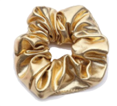 Gumka frotka scrunchie bez łączeń do włosów mała błyszcząca złota wygodna