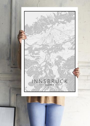 Innsbruck mapa czarno biała - plakat 40x50 cm na Arena.pl