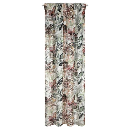 Zasłona gotowa na taśmie ARINA 140x270 biała srebrna motyw botaniczny na Arena.pl