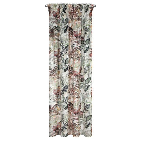 Zasłona gotowa na taśmie ARINA 140x270 biała srebrna motyw botaniczny zdjęcie 4