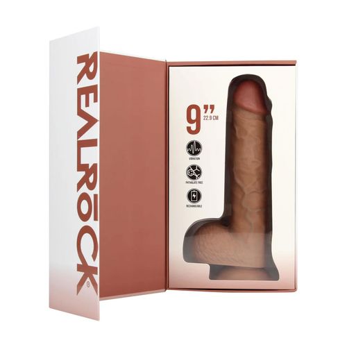 Vibrating Regular Straight Cock With Balls - 23 Cm - Tan na Arena.pl