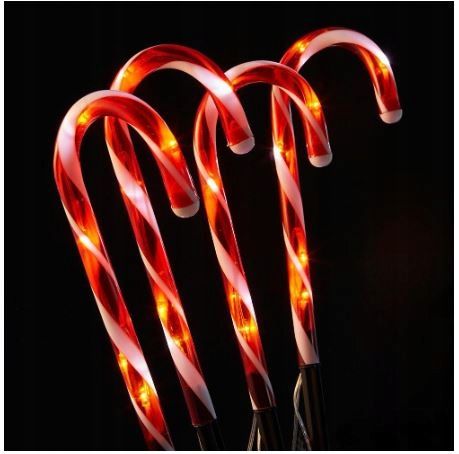 LAMPKI LED CUKIERKI LIZAKI 6SZT LED LASKA MIKOŁAJA 70CM CHOINKA SOLARNE na Arena.pl