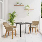 Zestaw do jadalni w ogrodzie z poduszką 3 pcs Beżowy polirattan