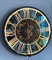 Czarny metalowy zegar Loftino ledowy Retro 60x60