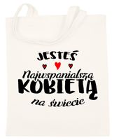 TORBA BAWEŁNIANA PREMIUM NA ZAKUPY Z NADRUKIEM PREZENT DZIEŃ KOBIET