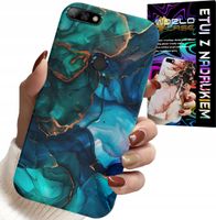 ETUI DO HUAWEI Y7 2018 - NIEBIESKO ZIELONY MARMUREK PLECKI WZORY