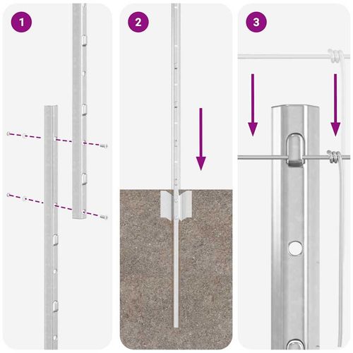Ogrodzenie z słupkami Srebrny 1.2 x 25 m Stal na Arena.pl