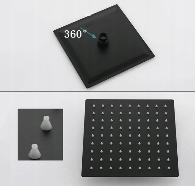 DESZCZOWNICA PRYSZNICOWA CZARNA NATRYSKOWA PRYSZNICA KWADRATOWA 25 CM zdjęcie 7