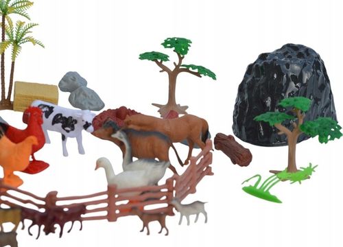 FARMA FIGURKI ZWIERZĘTA WIEŚ DUŻY ZESTAW W POJEMNIKU GOSPODARSKIE ZAGRODA M na Arena.pl
